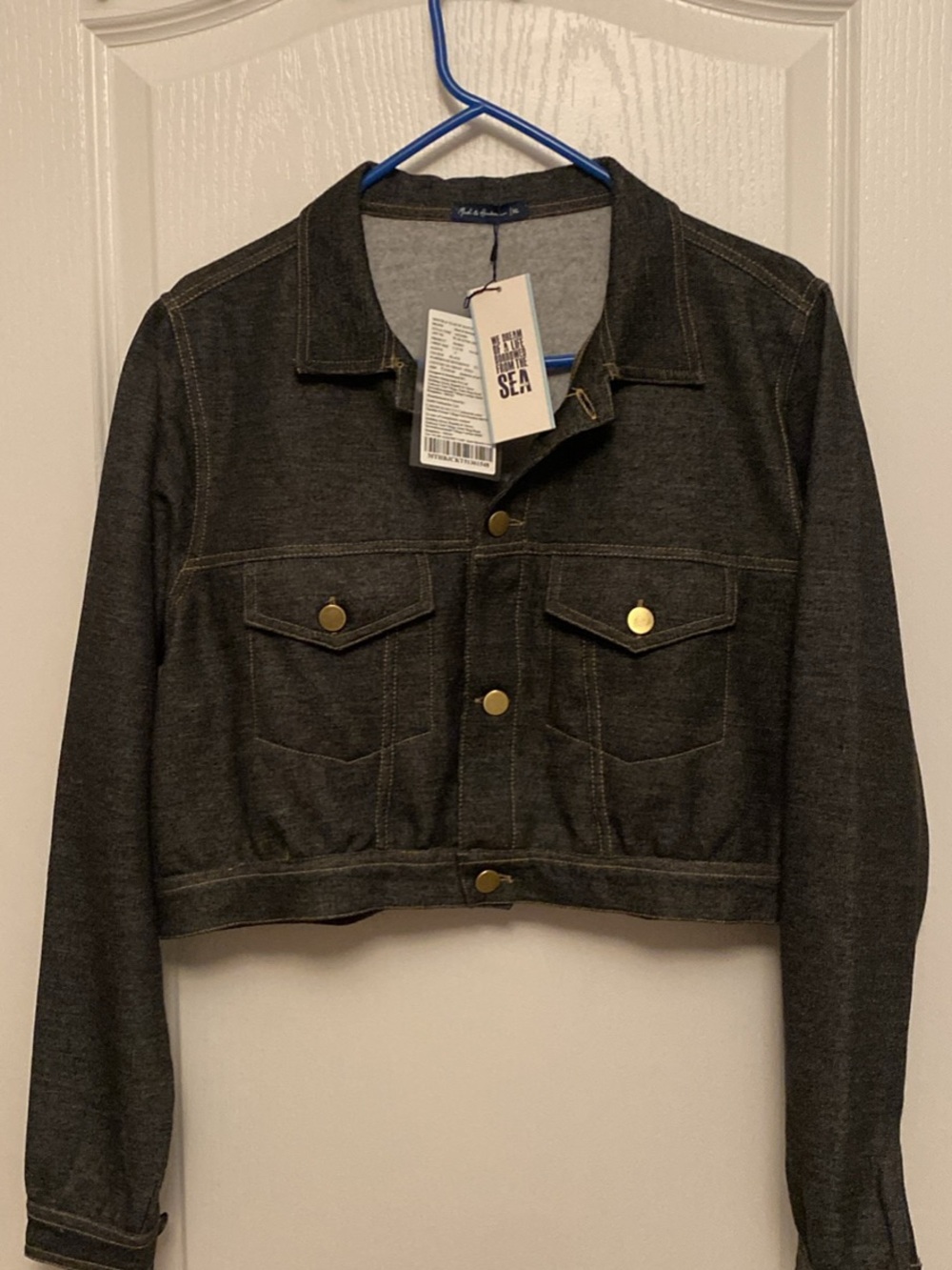 Cropped Dark Charcoal Jean Jacket - Women
